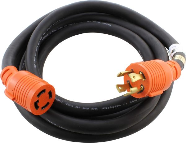 AC WORKS [L1430PR-010] 10FT 10/4 NEMA L14-30 30A 125/250V Generator Rubber Extension Cord